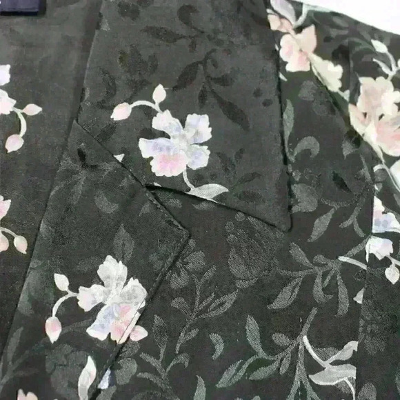 JONES NEW YORK Vintage 90s Pure Silk Kimono Style Crop Floral Button Top Large - Picture 10 of 10
